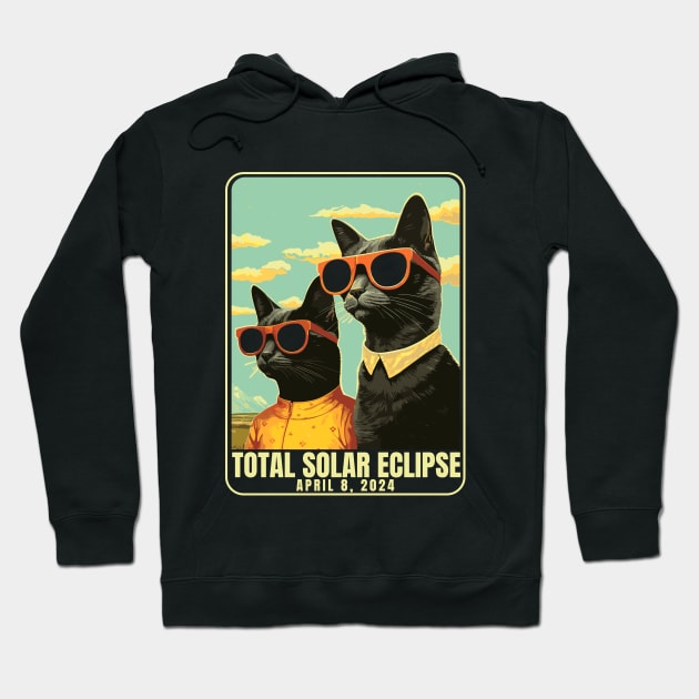 2024 Total Solar Eclipse April 8 Eclipse Watching Cats Hoodie by Apocatnipse Meow